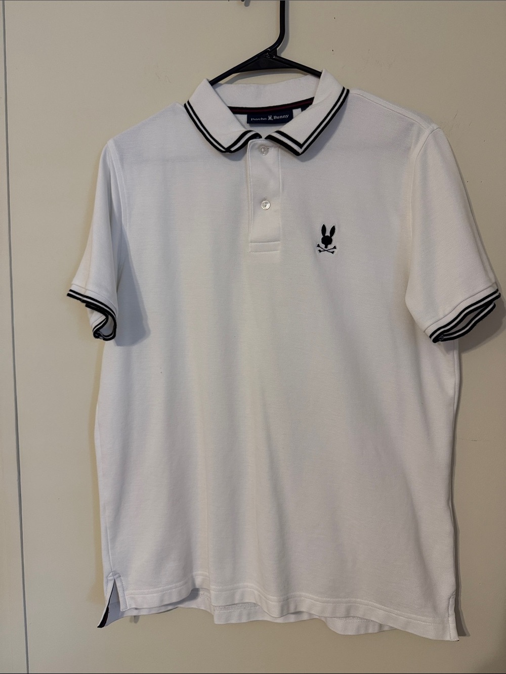 Psycho Bunny White Polo with Black Contrast Trim